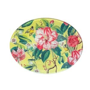 Michel Design Works Floral Oval Tray Botanical Bird Pattern Decorative